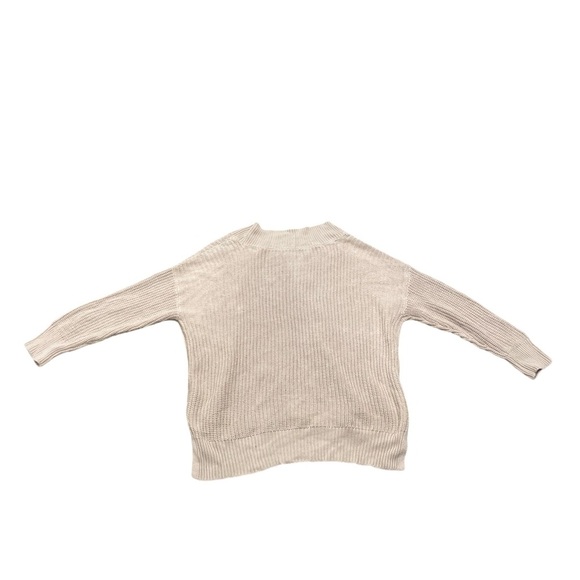 Aerie Ribbed Knit V-Neck Pullover Sweater | Cream / Light Pink | Size Medium - Picture 8 of 11